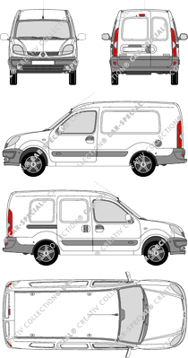 Renault Kangoo, Maxi, van/transporter, Rear Wing Doors, 1 Sliding Door (2003)