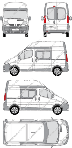 Renault Trafic, van/transporter, L1H2, rear window, double cab, Rear Wing Doors, 2 Sliding Doors (2003)