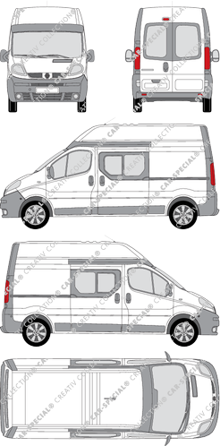 Renault Trafic, van/transporter, L2H2, rear window, double cab, Rear Wing Doors, 2 Sliding Doors (2003)