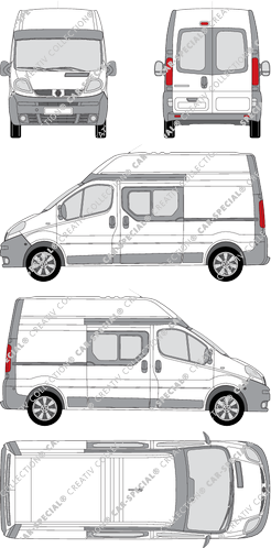 Renault Trafic, fourgon, L2H2, Heck verglast, double cabine, Rear Wing Doors, 2 Sliding Doors (2003)