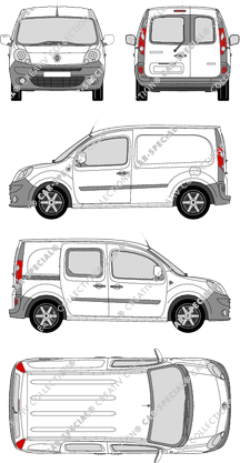 Renault Kangoo Rapid, Rapid, furgone, Heck verglast, rechts teilverglast, Rear Wing Doors, 1 Sliding Door (2008)