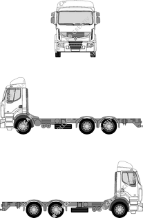 Renault Premium 3 pasos con alerón, 3 pasos con alerón, Chasis para superestructuras, cabina corta 1,6 m (2008)