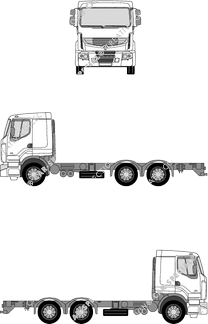 Renault Premium 3 passi, 3 passi, Châssis pour superstructures, cabine longue 2,2 m (2008)