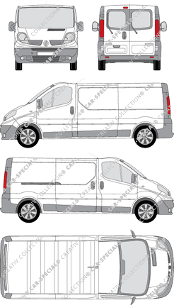 Renault Trafic, van/transporter, L2H1, rear window, Rear Wing Doors, 1 Sliding Door (2008)