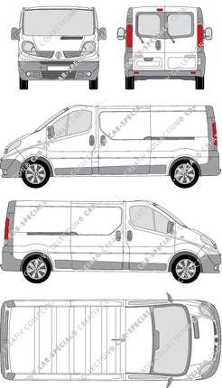 Renault Trafic, furgone, L2H1, vitre arrière, Rear Wing Doors, 2 Sliding Doors (2008)