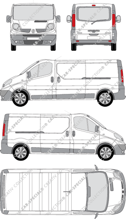 Renault Trafic, van/transporter, L2H1, rear window, Rear Flap, 2 Sliding Doors (2008)