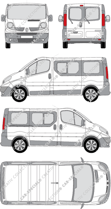 Renault Trafic, minibus, L1H1, Rear Wing Doors, 1 Sliding Door (2008)