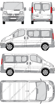 Renault Trafic, minibus, L1H1, Rear Wing Doors, 2 Sliding Doors (2008)