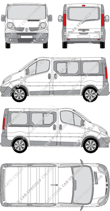 Renault Trafic, minibus, L1H1, Rear Flap, 2 Sliding Doors (2008)