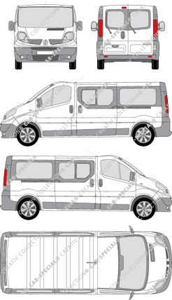 Renault Trafic, microbús, L2H1, Rear Wing Doors, 2 Sliding Doors (2008)