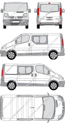 Renault Trafic, van/transporter, L1H1, rear window, double cab, Rear Flap, 1 Sliding Door (2008)