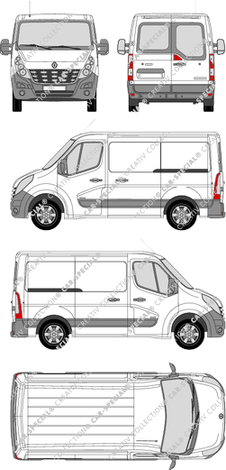 Renault Master, FWD, van/transporter, L1H1, rear window, Rear Wing Doors, 2 Sliding Doors (2010)