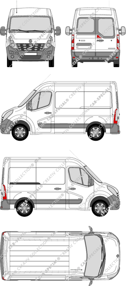 Renault Master, FWD, van/transporter, L1H2, rear window, Rear Wing Doors, 1 Sliding Door (2010)