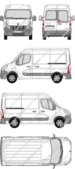 Renault Master, FWD, van/transporter, L1H2, rear window, Rear Wing Doors, 2 Sliding Doors (2010)