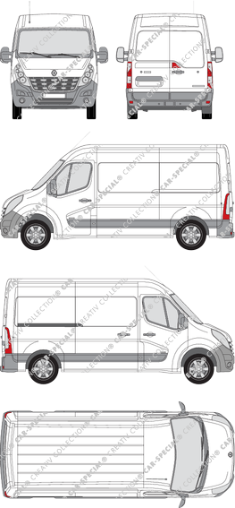 Renault Master, FWD, van/transporter, L2H2, Rear Wing Doors, 1 Sliding Door (2010)