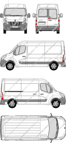Renault Master, FWD, van/transporter, L2H2, rear window, Rear Wing Doors, 1 Sliding Door (2010)