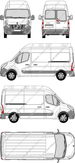 Renault Master, FWD, van/transporter, L2H3, rear window, Rear Wing Doors, 2 Sliding Doors (2010)