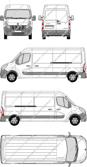 Renault Master, FWD, van/transporter, L3H2, Rear Wing Doors, 2 Sliding Doors (2010)