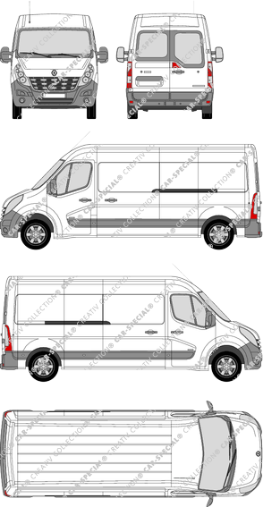 Renault Master, FWD, Kastenwagen, L3H2, Heck verglast, Rear Wing Doors, 2 Sliding Doors (2010)