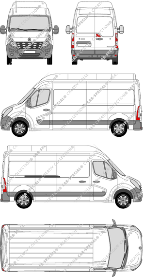 Renault Master, FWD, van/transporter, L3H3, Rear Wing Doors, 1 Sliding Door (2010)