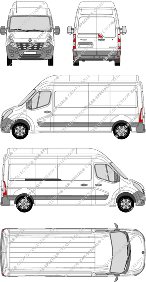 Renault Master, FWD, furgone, L3H3, Rear Wing Doors, 1 Sliding Door (2010)