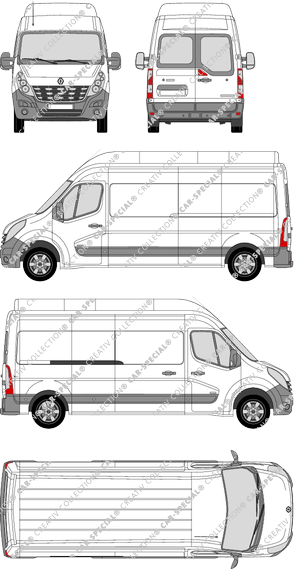 Renault Master, FWD, van/transporter, L3H3, rear window, Rear Wing Doors, 1 Sliding Door (2010)