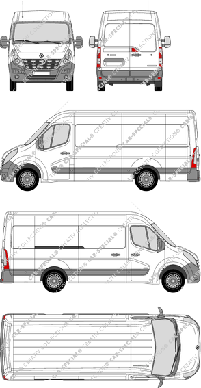 Renault Master, RWD, Kastenwagen, L3H2, Rear Wing Doors, 1 Sliding Door (2010)