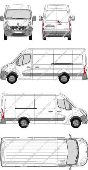 Renault Master, RWD, van/transporter, L3H2, Rear Wing Doors, 2 Sliding Doors (2010)