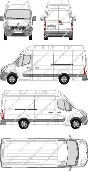 Renault Master, RWD, van/transporter, L3H3, Rear Wing Doors, 2 Sliding Doors (2010)