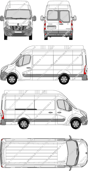 Renault Master, RWD, van/transporter, L3H3, rear window, Rear Wing Doors, 1 Sliding Door (2010)