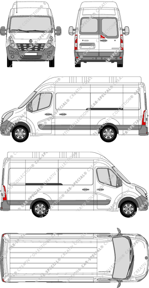 Renault Master, RWD, Kastenwagen, L3H3, Heck verglast, Rear Wing Doors, 2 Sliding Doors (2010)