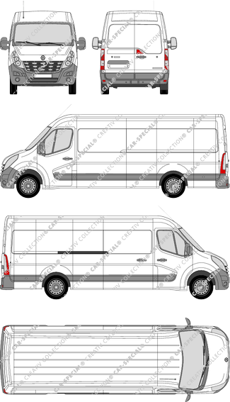 Renault Master, RWD, furgone, L4H2, Rear Wing Doors, 1 Sliding Door (2010)