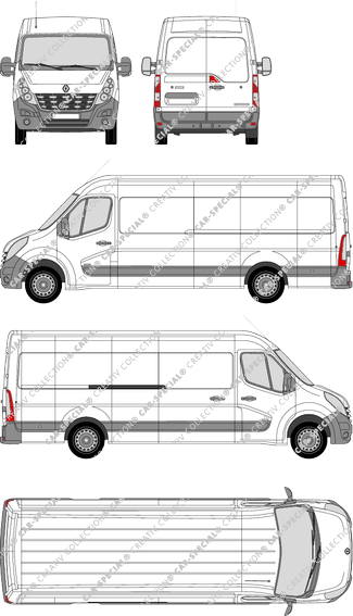 Renault Master, RWD, fourgon, L4H2, Rear Wing Doors, 1 Sliding Door (2010)