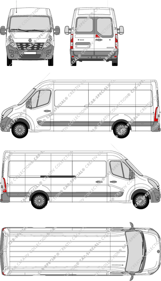 Renault Master, RWD, van/transporter, L4H2, rear window, Rear Wing Doors, 1 Sliding Door (2010)