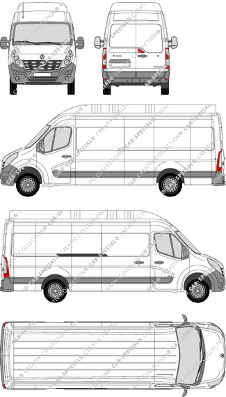 Renault Master, RWD, van/transporter, L4H3, Rear Wing Doors, 1 Sliding Door (2010)