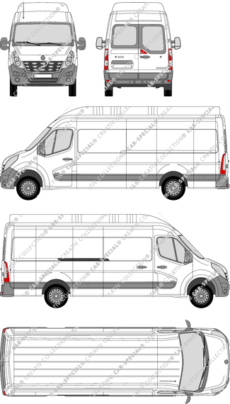 Renault Master, RWD, van/transporter, L4H3, rear window, Rear Wing Doors, 1 Sliding Door (2010)