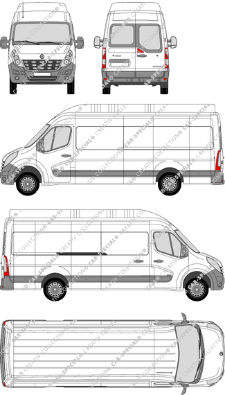 Renault Master, RWD, Kastenwagen, L4H3, Heck verglast, Rear Wing Doors, 1 Sliding Door (2010)