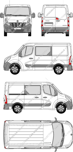 Renault Master, FWD, fourgon, L1H1, double cabine, Rear Wing Doors, 1 Sliding Door (2010)