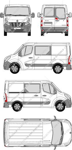 Renault Master, Heck verglast, FWD, Kastenwagen, L1H1, Heck verglast, Doppelkabine, Rear Wing Doors, 1 Sliding Door (2010)