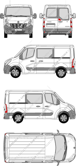 Renault Master, Heck verglast, FWD, van/transporter, L1H1, rear window, double cab, Rear Wing Doors, 2 Sliding Doors (2010)