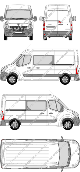 Renault Master, FWD, van/transporter, L2H2, double cab, Rear Wing Doors, 2 Sliding Doors (2010)
