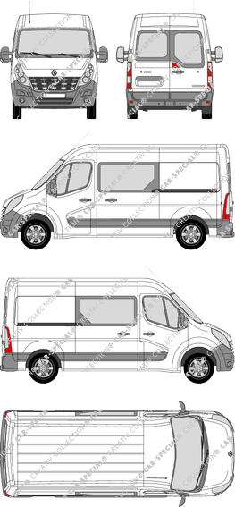 Renault Master, Heck verglast, FWD, fourgon, L2H2, Heck verglast, double cabine, Rear Wing Doors, 2 Sliding Doors (2010)