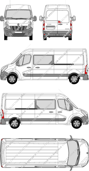 Renault Master, FWD, van/transporter, L3H2, double cab, Rear Wing Doors, 2 Sliding Doors (2010)