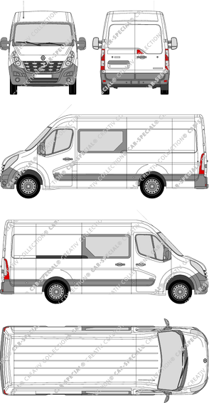 Renault Master, RWD, Kastenwagen, L3H2, Doppelkabine, Rear Wing Doors, 1 Sliding Door (2010)