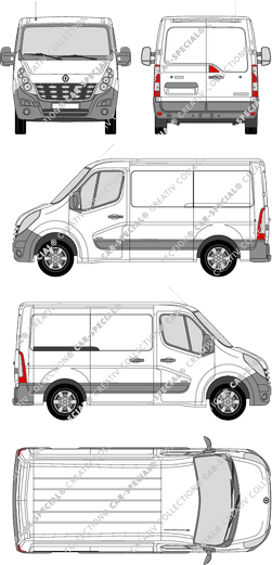 Renault Master, FWD, van/transporter, L1H1, Rear Wing Doors, 1 Sliding Door (2010)
