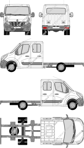 Renault Master twin tyres, twin tyres, Chassis for superstructures, L3H1, double cab (2010)