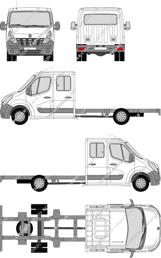 Renault Master Zwillingsbereifung, Doppelbereifung, Fahrgestell für Aufbauten, L4H1, Doppelkabine (2010)