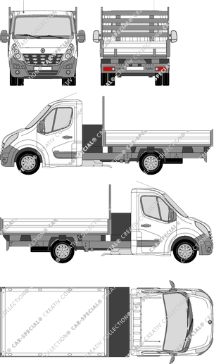 Renault Master llantas duales, llantas duales, camión basculador, L3H1, cabina individual (2010)