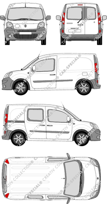 Renault Kangoo Z.E., van/transporter, Heck verglast, rechts teilverglast, Rear Wing Doors, 1 Sliding Door (2012)