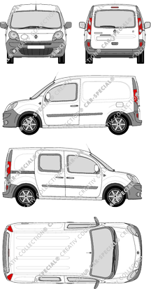 Renault Kangoo Z.E., furgón, Heck verglast, rechts teilverglast, Rear Flap, 1 Sliding Door (2012)